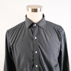 Alberto Cardinali Mens Easy Care Classic Fit Button Up Black Check Shirt L
